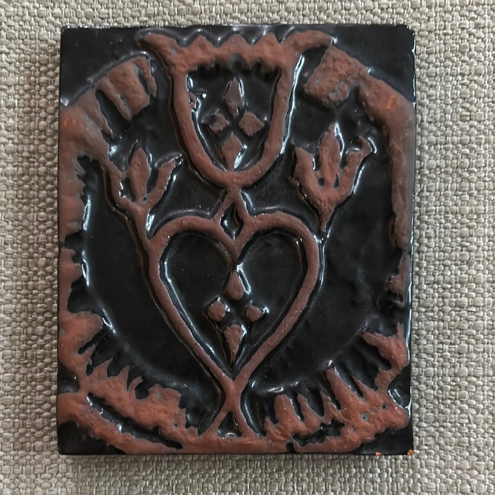 Vintage Ceramic Tile with Heart Design Henry C Mercer’s factory Doylestown, PA